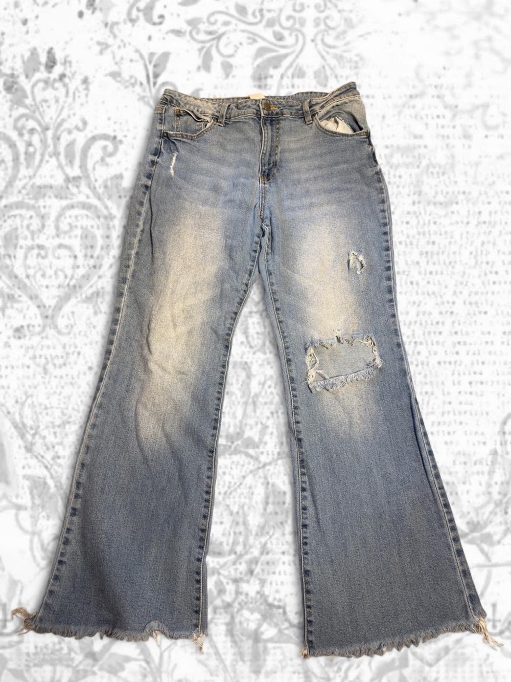 No Boundaries Light Blue Distressed Flare Jeans